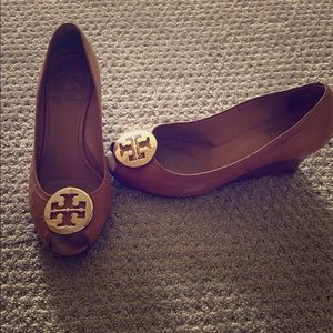 ❌❌SOLD❌❌ Tory Burch Brown Sally Peep Toe Wedges